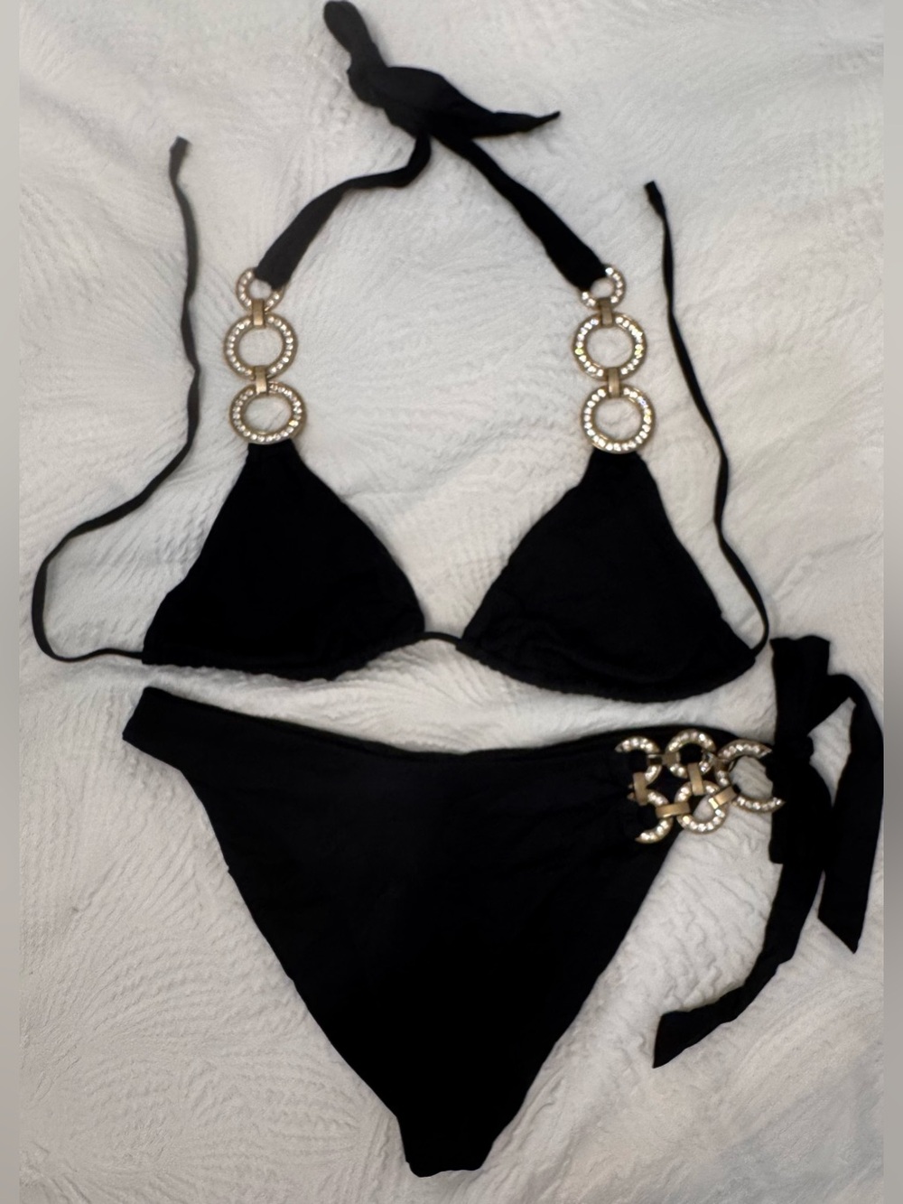 Beach Bunny BIKINI  Bronze Collection Black & Gold  Size L